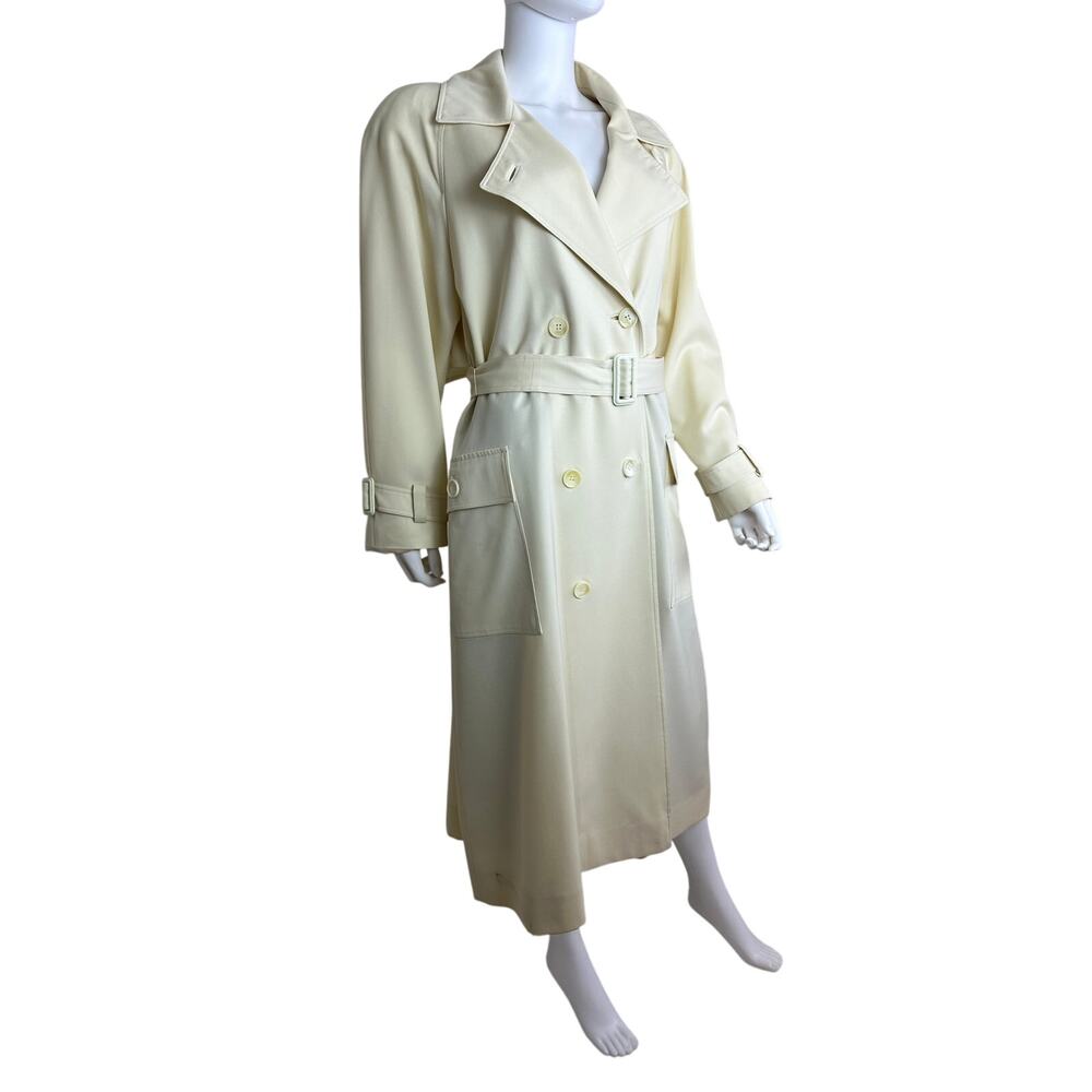 Vintage Ernst Strauss Women's Cream Color Trench Coat Jacket 100% Wool Size 6